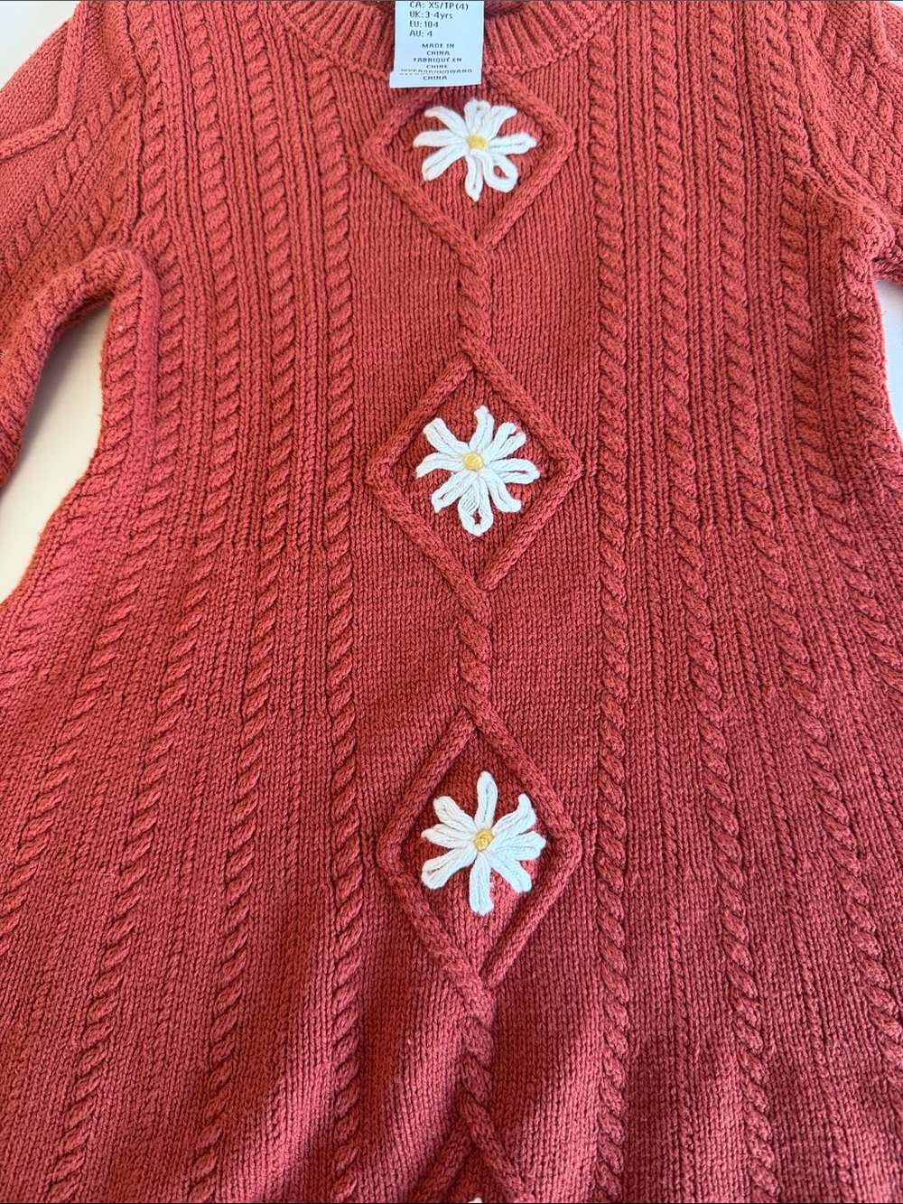 Cupcakes and Cashmere Toddler's Daisy Coral Cable Knit Sweater Dress - Picture 4 of 14